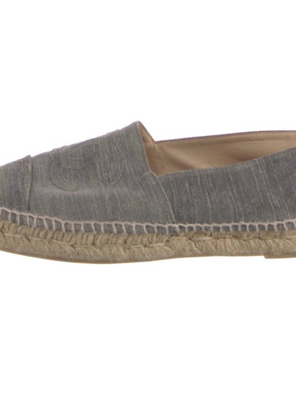 CHANEL Gray Canvas Espadrille with Stitched CC